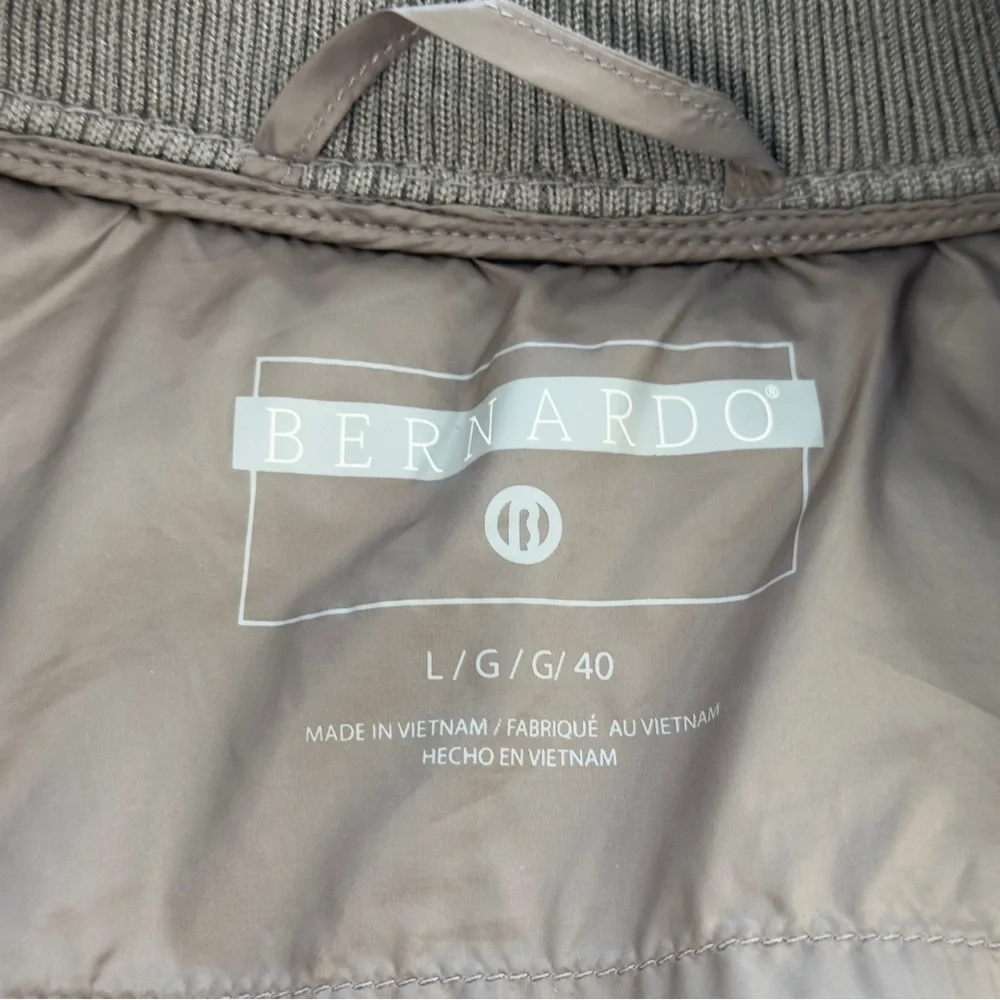 Bernardo Insulated Puffer Bomber Jacket Water Resistant Moonrock Size Large - Picture 12 of 15